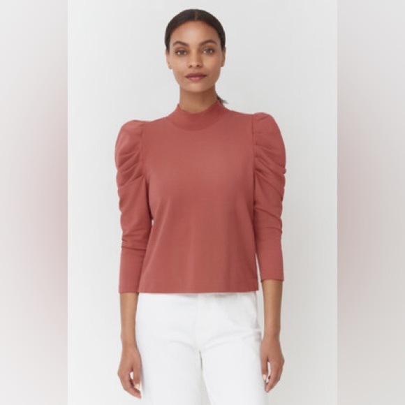 Cuyana French Terry Puff Sleeve Sweatshirt Deep Blush Pink Womens Size XS - Picture 9 of 9